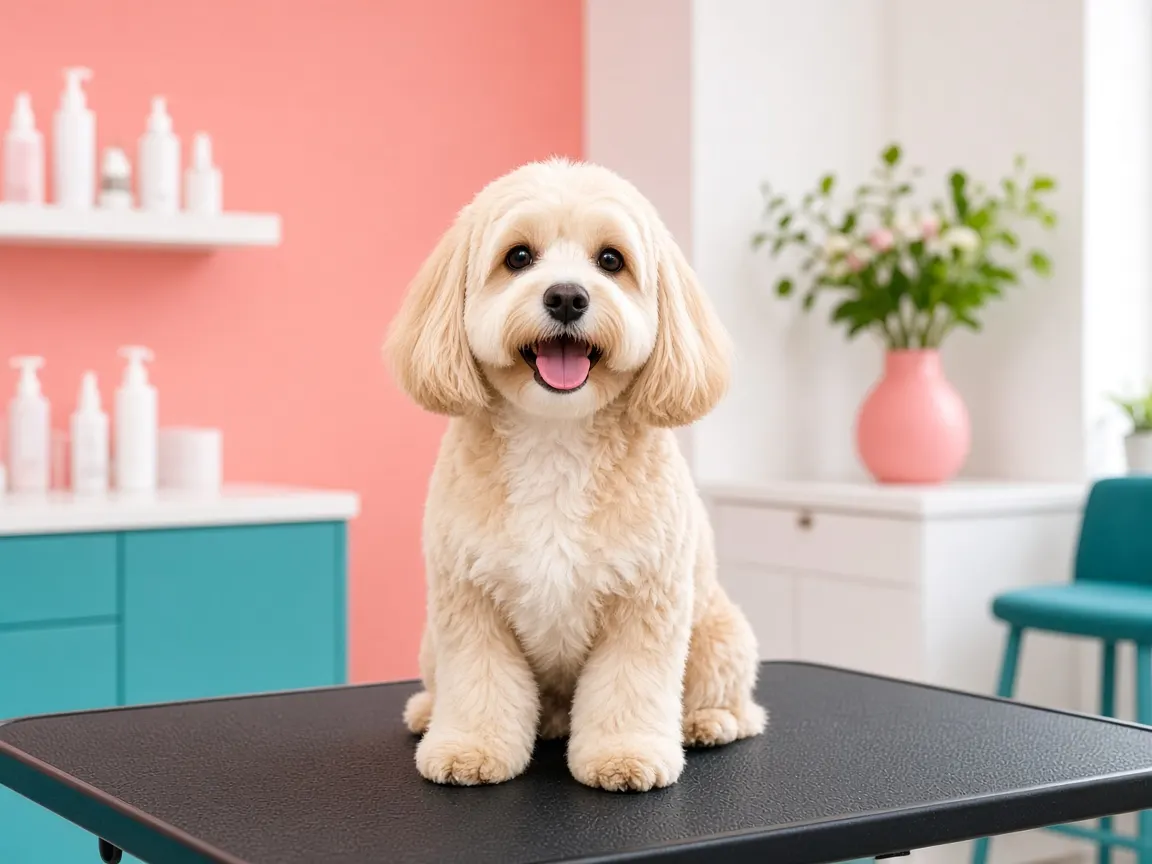 Sample hero photo for dog groomer / mobile grooming salon (AI-generated placeholder)